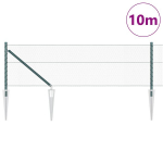 Hekso Tvora Žalia 0.8x10 m Plienas,Tvorų Stulpai su Kuolu 7 vnt &Oslash;32 mm 100 cm Cinkuoto Plieno