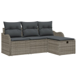 4 dalių sodo sofa komplektas su pagalvėmis pilka poli ratanas,2 vietų sodo sofa su saugojimu ir pagalvėmis pilka poli ratanas