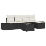 6 dalių Sodo sofa su pagalvėlėmis juoda poli ratanas