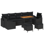 10 Dalių Sodo Sofų Rinkinys Su Pagalvėlėmis Juodas Poli Ratanas Akacija,2 Vietų Sodo Sofas Su Pagalvėlėmis Juodas Poli Ratanas,3 Dalių Sodo Pietų Rinkinys Su Pagalvėlėmis Juodas Poli Ratanas Akacija
