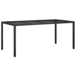 Sodo valgomojo stalas Juodas 190x90x75 cm Poli ratanas