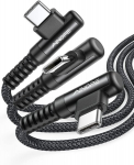 3 Usb C įkrovimo laidų rinkinys 3.1a greito įkrovimo Usb C laidas, Ainope [1m+2m+3m] Usb Type C kampinis laidas, patvarus nailono pintas įkrovimo laidas Usb C, skirtas Samsung S20 S10 S9 S8 Plus, Huawei P30/p20, juodas