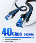 Nixsto Cat 8 Ethernet kabelis 10 m, 40 Gbps, 2000 Mhz didelio greičio tinklo kabelis, Rj45 Gigabit Patch kabelis, plok&scaron;čias nailono pintas interneto Lan kabelis jungikliui, Pc, Tv, modemui, dovana žaidėjams