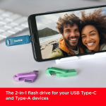 USB laikmena Sandisk Ultra Dual Drive Go Usb Type-c atmintinė, 64 Gb (android i&scaron;maniųjų telefonų atminties įrenginys, Usb Type-c jungtis, 150 Mb/s skaitymo greitis, gali būti naudojamas kaip raktų pakabukas), Navagio Beach