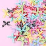 100 mini kaspinėlių rinkinys, 4 x 3,5 cm, dvipusis languotas kaspinėlis, dekoratyviniai kaspinėliai, mini kaspinėlis siuvimui, vestuvių dekoravimui, atvirukams, "pasidaryk pats" rankdarbiams, dovanoms, plaukų aksesuarams, įvairių spalvų