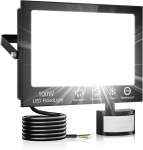 100 W Led prožektorius su judesio davikliu lauke, itin ry&scaron;kus 10000 Lm lauko prožektorius, Ip66 vandeniui atsparus Led lauko &scaron;viestuvas su nuotoliniu valdymu, 6500 K &scaron;altai baltas lauko prožektorius