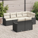 7 Dalių Sodo Sofa Rinkinys Su Pagalvėlėmis Juoda Poliratanas,2-Vietė Sodo Sofa Su Pagalvėlėmis Juoda Poliratanas