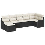 7 dalių sodo sofos komplektas su pagalvėlėmis juoda poli ratanas,2 vietų sodo sofa su pagalvėlėmis juoda poli ratanas