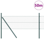Hexagoninė tvora Pilka 0,5x50 m Plienas,Tvoros stulpai 13 vnt. Žalia &Oslash;32 mm 100 cm Cinkuotas plienas