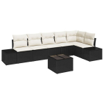6 Dalių Sodo Sofa Rinkinys su Pagalvėmis Rudas Poli Ratanas