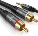 Csl - 10 m rca kabelis stereo 3,5 mm lizdas į 2 x rca - aux įvesties audio 3,5 mm lizdo ki&scaron;tukas į 2 x rca ki&scaron;tuką - metalinis korpusas paauksuotas audio kabelis dvigubo ekranavimo