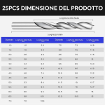 Mtchavno 25 dalių medžio grąžtų rinkinys 1&ndash;13 mm Hss spiralinis grąžtas, pilnas rinkinys skirtas medžiui, gumai, poliuretanui, plastikui, medžio grąžtų rinkinys su dėklu, galo kampas 135&deg;