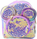 Violetinė vaiki&scaron;ka kuprinė su blizgučiais, pelės ausytėmis 22cm 3L