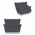 Rene Estella Scandinavian Family Meble sofa su wingback, tamsiai pilka velveta