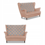 CAROL DUO sofa su sparnu, skandinavi&scaron;ka Family Meble, rožinė ir pilka