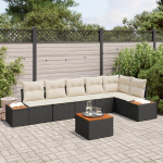 7 dalių sodo sofa rinkinys su pagalvėmis juodas poli ratanas akacija