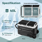 Costway 12V automobilinis &scaron;aldytuvas su 2 au&scaron;inimo zonomis 40L ne&scaron;iojamasis &scaron;aldiklis su kompresoriumi (-20 ℃ ~ 20 ℃)