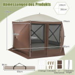 Costway 350 x 350 cm i&scaron;&scaron;okanti pavėsinė su krep&scaron;iu ir tinklinėmis sienelėmis vakarėlių palapinė sulankstoma pavėsinė sodo pavėsinė
