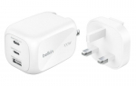 Belkin BOOSTCHARGE 100W 2C1A Sieninis įkroviklis su keičiama ki&scaron;tukų sistema (UK, EU, US), Baltas