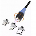 Magnetinis kabelis Msonic MLU651 3IN1 MICRO USB LIGHTNING C-type