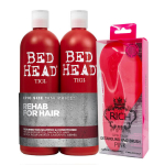 Spalvą saugančio &scaron;ampūno ir balzamo rinkinys TIGI Bed Head Resurrection Tweens 2x750ml + RICH antistatinis plaukų &scaron;epetys