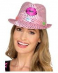 Disco skrybelė rožinė blizganti &scaron;viečianti