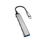 Adapteris USB-C į 4x USB juodas/pilkas