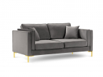 Dvivietė sofa Luis 2, &scaron;viesiai pilka/auksinė
