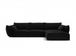 De&scaron;inioji kampinė velvet sofa Vanda, 4 sėdimos vietos, juoda