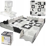 Žaidimų kilimėlis putų dėlionė puzzle vaikams 4FIZJO XXL 150x150 cm pilka - edukacinė mata, gyvūnų motyvas