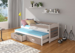 Vaiki&scaron;ka lova ADRK Furniture Tiarro su &scaron;onine apsauga, 90x200 cm, balta/pilka