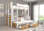 Dviauk&scaron;tė lova Adrk Furniture Artema, 80x180 cm, balta/ruda