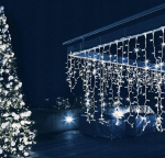 Lauko Girlianda varveklis 500 LED &scaron;alta balta su blykstės funkcija 23m.