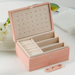 Klasikinė PU odos papuo&scaron;alų dėžutė,  Rožinis