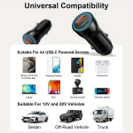 Automobilinis USB C įkroviklis 38W