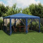 Proginė palapinė su 8 tinklinėmis sienomis, mėlyna, 4x4m, hdpe