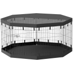 &Scaron;uniukų aptvaras, 76 cm auk&scaron;čio/apie 2,5 m&sup2;, 8 panelės, grindų danga, kombinuota stogo danga, Juoda