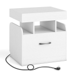 Naktinis staliukas su įkrovimo stotele Naktinis staliukas baltas 50 x 40 x 55 cm