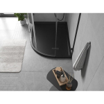 Du&scaron;o padėklas Mexen Flow Slim, pusapvalis asimetrinis, kairinis, 90 x 80 cm, Black matt