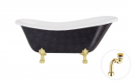 Vonia Besco Otylia Glam 170, Graphite+Gold, su sifonu Klik-klak Gold