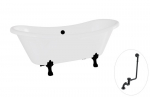 Vonia Besco Amelia 190, White+Black, su sifonu su persipylimu Klik-klak Black