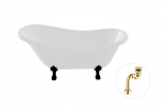 Vonia Besco Otylia 160, White+Black, su sifonu Klik-klak Gold