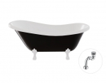 Vonia Besco Otylia B&W 170, Black/White+White, su sifonu Klik-klak Chrome