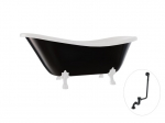 Vonia Besco Otylia B&W 170, Black/White+White, su sifonu su persipylimu Klik-klak Black