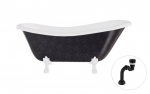 Vonia Besco Otylia Glam 160, Graphite+White, su sifonu Klik-klak Black