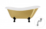 Vonia Besco Otylia Glam 170, Gold+Black, su sifonu Klik-klak Chrome