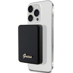Atsarginis maitinimo &scaron;altinis ("Power Bank") Guess MagSafe Metal Script Logo 5W 3000mAh indukcinis powerbankas - juodas