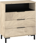 Komoda Meblocross Fresh FRE-03, &scaron;viesaus ąžuolo/juodos spalvos