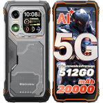Telefonas 5G Blackview XPLORE 1 20000mAh 48GB RAM 512GB ROM 6.78" tvirtas i&scaron;manusis telefonas Android 15 Dual SIM NFC Oranžinė