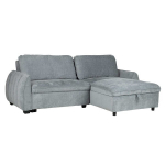 Kampinė sofa-lova Home4you Cloud, 226 cm pločio, pilki audiniai, su patalynės dėže